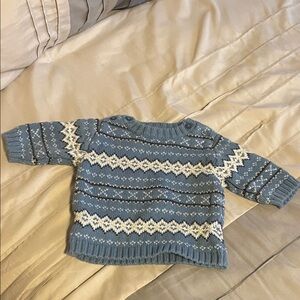 Gymboree Vintage Blue White Fair Isle Patterned Sweater 0-3 Preppy Outdoor